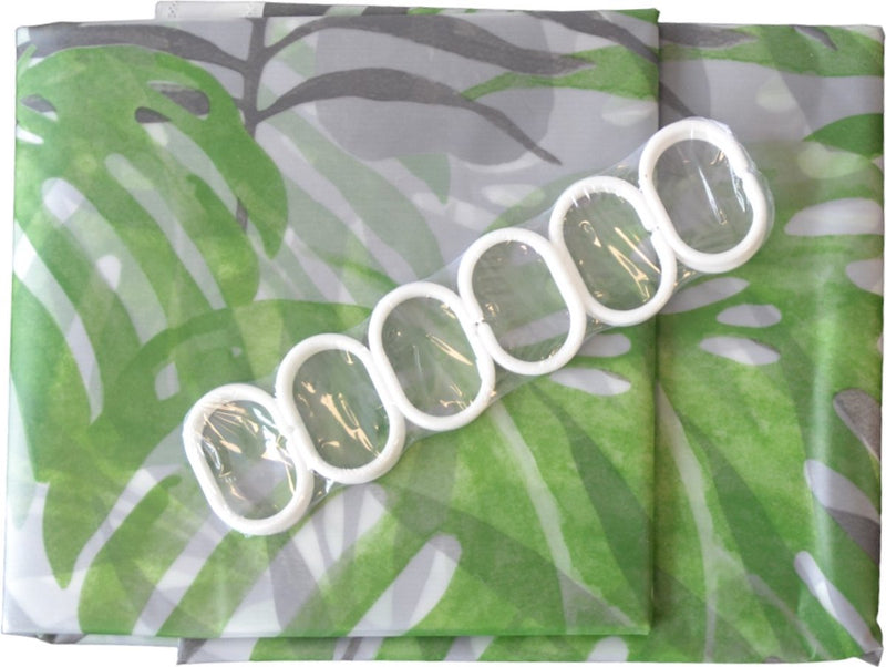 Douchegordijn - Model Groen / Zwart - 200 cm x 180 cm - Inclusief ringen - Polyester - Badgordijn