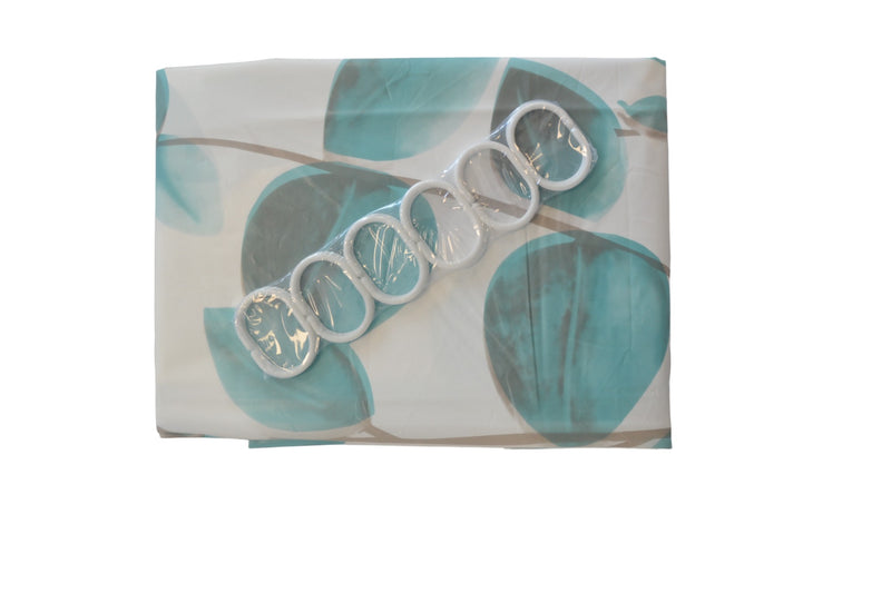 Douchegordijn - Model Blad - 200 cm x 180 cm - Inclusief ringen - Polyester - Badgordijn