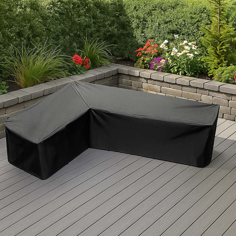 L-vorm Loungeset Hoes - 215x215x85x70 cm – Waterdicht & UV-bestendig – Beschermhoes voor Hoekbank – Met Gespen & Opbergzak