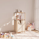 FixWood Houten Wasmand met Opbergplanken – Opbergrek met 2 Niveaus – Badkamer & Slaapkamer – Stijlvol & Stevig – Naturel