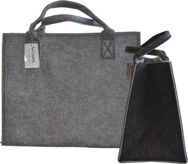 Einkaufstasche Filz - Dunkelgrau / Schwarz - 35 x 20 x 28 cm - Filztasche - Stabile Tasche - Goodie Bag - Shopper - Handtasche