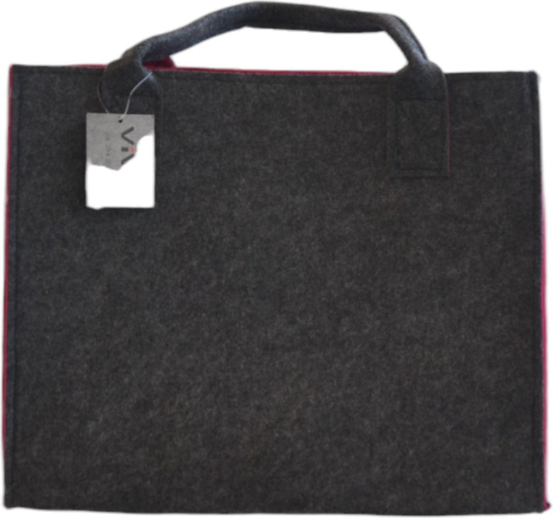 Einkaufstasche Filz - Dunkelgrau / Rosa - 35 x 20 x 28 cm - Filztasche - Stabile Tasche - Goodie Bag - Shopper - Handtasche