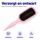 Krullenborstel voor Krullend Haar – Stylingborstel met Flexibele Pinnen – Haarborstel voor Ontwarren, Volume en Styling – Puntkam – Roze - Curl Brush