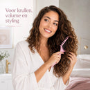 Krullenborstel voor Krullend Haar – Stylingborstel met Flexibele Pinnen – Haarborstel voor Ontwarren, Volume en Styling – Puntkam – Roze - Curl Brush
