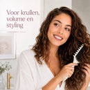 Krullenborstel voor Krullend Haar – Stylingborstel met Flexibele Pinnen – Haarborstel voor Ontwarren, Volume en Styling – Puntkam – Beige - Curl Brush