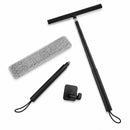Raamwisser met Telescoopsteel - 120 cm Uitschuifbaar - Raamtrekker met Siliconen Wisser - Douchewisser - Raamwisser voor Douche, Tegels, Spiegels en Ramen - Inclusief Wandhouder & Microvezeldoek