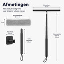 Raamwisser met Telescoopsteel - 120 cm Uitschuifbaar - Raamtrekker met Siliconen Wisser - Douchewisser - Raamwisser voor Douche, Tegels, Spiegels en Ramen - Inclusief Wandhouder & Microvezeldoek