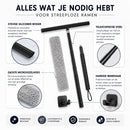 Raamwisser met Telescoopsteel - 120 cm Uitschuifbaar - Raamtrekker met Siliconen Wisser - Douchewisser - Raamwisser voor Douche, Tegels, Spiegels en Ramen - Inclusief Wandhouder & Microvezeldoek