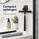 Raamwisser met Telescoopsteel - 120 cm Uitschuifbaar - Raamtrekker met Siliconen Wisser - Douchewisser - Raamwisser voor Douche, Tegels, Spiegels en Ramen - Inclusief Wandhouder & Microvezeldoek