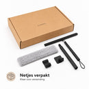 Raamwisser met Telescoopsteel - 120 cm Uitschuifbaar - Raamtrekker met Siliconen Wisser - Douchewisser - Raamwisser voor Douche, Tegels, Spiegels en Ramen - Inclusief Wandhouder & Microvezeldoek