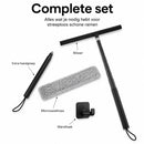 Raamwisser met Telescoopsteel - 120 cm Uitschuifbaar - Raamtrekker met Siliconen Wisser - Douchewisser - Raamwisser voor Douche, Tegels, Spiegels en Ramen - Inclusief Wandhouder & Microvezeldoek