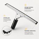 Raamtrekker 35 cm – Douchewisser – Wisser voor Douche, Ramen, Spiegel en Autoruit – RVS Glaswisser – Siliconen Raamwisser – Handtrekker – Douchetrekker Zwart/Zilver - Trekker