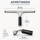 Raamtrekker 35 cm – Douchewisser – Wisser voor Douche, Ramen, Spiegel en Autoruit – RVS Glaswisser – Siliconen Raamwisser – Handtrekker – Douchetrekker Zwart/Zilver - Trekker