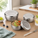 RVS Lunchbakjes Set met Deksel – 3 Delige Bewaarbakjes van RVS 304 – Herbruikbare Vershoudbakjes – Lunchbox Set – 170 ml, 320 ml & 420 ml