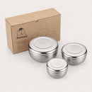 RVS Lunchbakjes Set met Deksel – 3 Delige Bewaarbakjes van RVS 304 – Herbruikbare Vershoudbakjes – Lunchbox Set – 170 ml, 320 ml & 420 ml