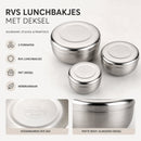 RVS Lunchbakjes Set met Deksel – 3 Delige Bewaarbakjes van RVS 304 – Herbruikbare Vershoudbakjes – Lunchbox Set – 170 ml, 320 ml & 420 ml