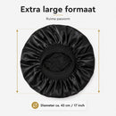 Satijnen Slaapmuts XL - Dubbelzijdig Satijn - Bonnet voor Krullen, Lang Haar & Vlechten - Extra Groot - Inclusief Haarborstel - Zwart