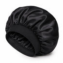 Satijnen Slaapmuts XL - Dubbelzijdig Satijn - Bonnet voor Krullen, Lang Haar & Vlechten - Extra Groot - Inclusief Haarborstel - Zwart