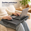 Laptoptafel voor op Schoot – Laptopkussen – Laptopbureau – Laptopstandaard – Met Muismat – Tablet- en Telefoonsleuf – Geschikt voor 14 t/m 17 Inch Laptops – Grijs