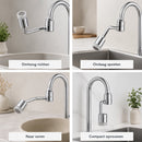 Kraanverlengstuk 1080° Draaibaar – Waterbesparende Kraan Opzetstuk – 2 Waterstanden – M22 Binnendraad & M24 Buitendraad – Universeel voor Keuken- en Badkamerkraan – Chroom