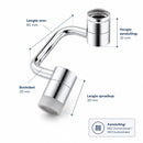 Kraanverlengstuk 1080° Draaibaar – Waterbesparende Kraan Opzetstuk – 2 Waterstanden – M22 Binnendraad & M24 Buitendraad – Universeel voor Keuken- en Badkamerkraan – Chroom