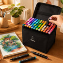 Alcohol Markers 80 Kleuren – Dubbelzijdige Stiften Set – Illustratie Markers met Opbergtas – Sneldrogende Tekenstiften – Voor Tekenen, Schetsen, Manga & Kalligrafie