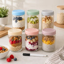 Overnight Oats Beker - Glazen Voorraadpotten Set – 6x 480 ml – Luchtdichte Bewaarpotten – Inclusief Marker – Glazen Potten met Deksel – Meal Prep – Keuken Organizer