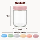 Overnight Oats Beker - Glazen Voorraadpotten Set – 6x 480 ml – Luchtdichte Bewaarpotten – Inclusief Marker – Glazen Potten met Deksel – Meal Prep – Keuken Organizer