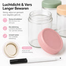 Overnight Oats Beker - Glazen Voorraadpotten Set – 6x 480 ml – Luchtdichte Bewaarpotten – Inclusief Marker – Glazen Potten met Deksel – Meal Prep – Keuken Organizer