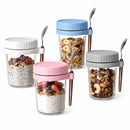 Overnight Oats Potjes Glas – Set van 4 – 400 ml – Inclusief Lepels – Meal Prep Potjes – Yoghurt Bekers met Deksel – To Go Ontbijtpotjes