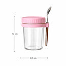 Overnight Oats Potjes Glas – Set van 4 – 400 ml – Inclusief Lepels – Meal Prep Potjes – Yoghurt Bekers met Deksel – To Go Ontbijtpotjes
