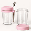 Overnight Oats Potjes Glas – Set van 4 – 400 ml – Inclusief Lepels – Meal Prep Potjes – Yoghurt Bekers met Deksel – To Go Ontbijtpotjes