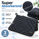 Microvezel Droogdoeken 60 x 40 cm – 3 Stuks – Autodroogdoek – Absorberende Microvezeldoek voor Auto, Lak, Glas & Ramen – Zwart