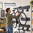 Fietsenrek Muur voor 4 Fietsen – Fiets Ophangsysteem Wand – Fietshouder met Rails & 8 Haken – Fiets Muurbeugel voor Garage en Schuur – Zwart