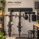 Fietsenrek Muur voor 4 Fietsen – Fiets Ophangsysteem Wand – Fietshouder met Rails & 8 Haken – Fiets Muurbeugel voor Garage en Schuur – Zwart
