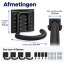 Fietsenrek Muur voor 4 Fietsen – Fiets Ophangsysteem Wand – Fietshouder met Rails & 8 Haken – Fiets Muurbeugel voor Garage en Schuur – Zwart