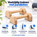 Houten Parallettes Set van 2 – Push Up Bars & Opdruksteunen – Voor Calisthenics, Handstand en L-Sit – Antislip – Massief Hout