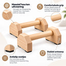 Houten Parallettes Set van 2 – Push Up Bars & Opdruksteunen – Voor Calisthenics, Handstand en L-Sit – Antislip – Massief Hout