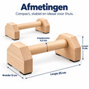 Houten Parallettes Set van 2 – Push Up Bars & Opdruksteunen – Voor Calisthenics, Handstand en L-Sit – Antislip – Massief Hout