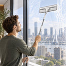 Raamwisser met Telescopische Steel – 2-in-1 Raamreiniger met Microvezel Inwasser – Uitschuifbaar 87-145 cm – 30 cm Wisser – Draaibare Kop