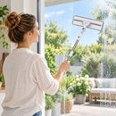 Raamwisser met Telescopische Steel – 2-in-1 Raamreiniger met Microvezel Inwasser – Uitschuifbaar 87-145 cm – 30 cm Wisser – Draaibare Kop