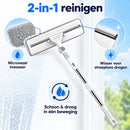 Raamwisser met Telescopische Steel – 2-in-1 Raamreiniger met Microvezel Inwasser – Uitschuifbaar 87-145 cm – 30 cm Wisser – Draaibare Kop
