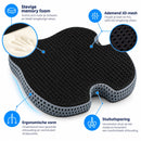 Zitkussen – Memory Foam Stoelkussen met Stuituitsparing – 48 x 41 x 7 cm – Zitkussen voor Bureaustoel, Auto & Thuis – Ademend 3D Mesh – Zwart