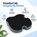 Zitkussen – Memory Foam Stoelkussen met Stuituitsparing – 48 x 41 x 7 cm – Zitkussen voor Bureaustoel, Auto & Thuis – Ademend 3D Mesh – Zwart