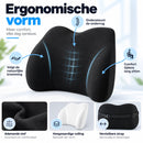 Rugsteun voor Bureaustoel & Auto – Rugkussen met Traagschuim – Lendensteun met Verstelbare Band – 45 x 28 x 12 cm – Zwart