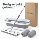 Dweilset met Emmer – Vlakmop met Opvouwbare Emmer – 360° Draaibare Mop – Telescopische Steel 127 cm – Inclusief 2 Microv