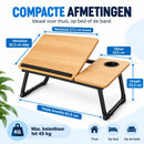 Laptoptafel voor Bed & Bank – Inklapbare Bedtafel met Verstelbaar Werkblad – Bekerhouder & Zijblad – Laptopstandaard van
