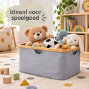Wasmand 45 Liter – Opvouwbare Wasmand met Bamboe Rand – Wasmand Groot met Handgrepen – Stoffen Opbergmand voor Wasgoed, 