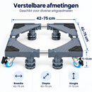 Verstelbare Wasmachine Onderzetter met Wielen – 42 tot 75 cm – Verrijdbare Wasmachine Verhoger – Met Rem, Stelpoten & An