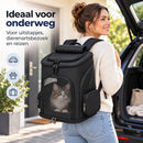 Dierenrugzak voor Kat & Kleine Hond – Uitklapbare Kattenrugzak – Reistas tot 10 kg – Ademend Mesh – 33 x 26 x 40 cm – Tr